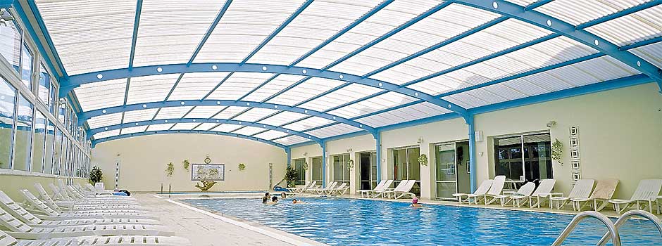 Fibroser translucent FRP GRP roofings for indoor thermal pools